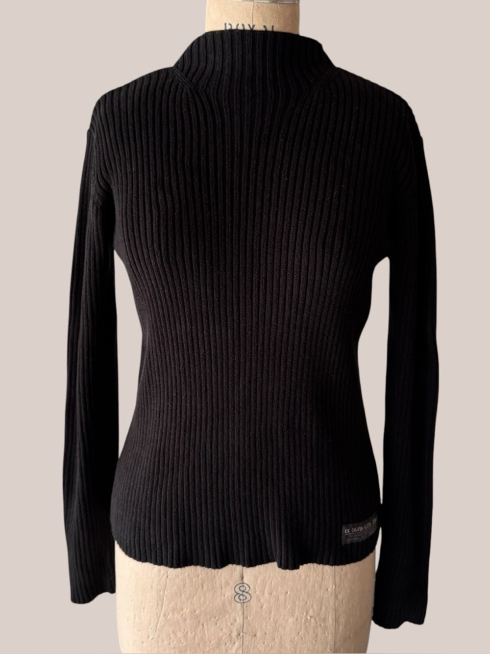 Vintage 90s Calvin Klein Black Knit Mock Neck Sweater